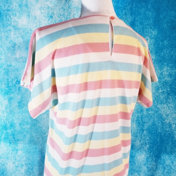 VTG 80s Career Guild Pastel Striped Dolman Top - Picture 10 of 14